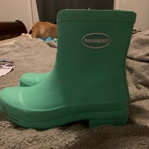 Havaianas teal rain boots size 6